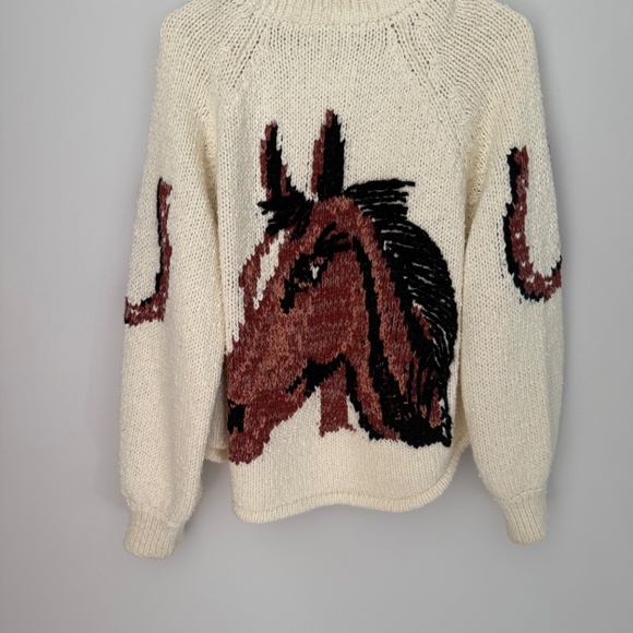 RARE Anthropologie Pilcro Western Horse Graphic Cardigan Sweater size S EUC - Picture 6 of 6